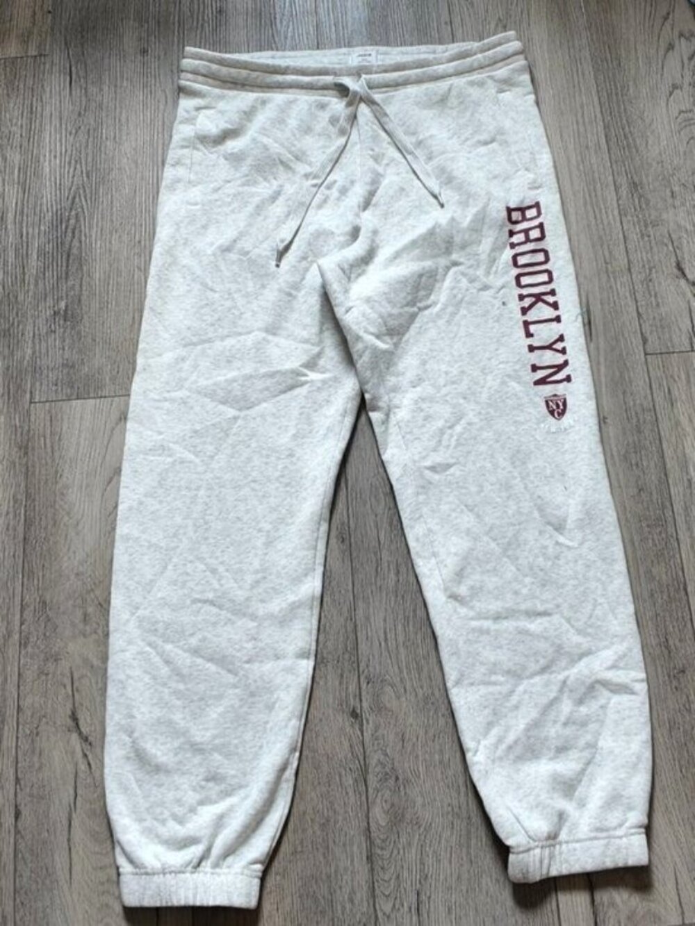 Ardene Brooklyn NYC Graphic Joggers Oatmeal Grey Sweatpants Women's Size XL